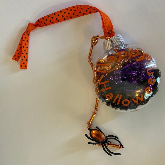 Halloween Glitter Ornament Spider Jack o lantern face - Picture 6 of 7